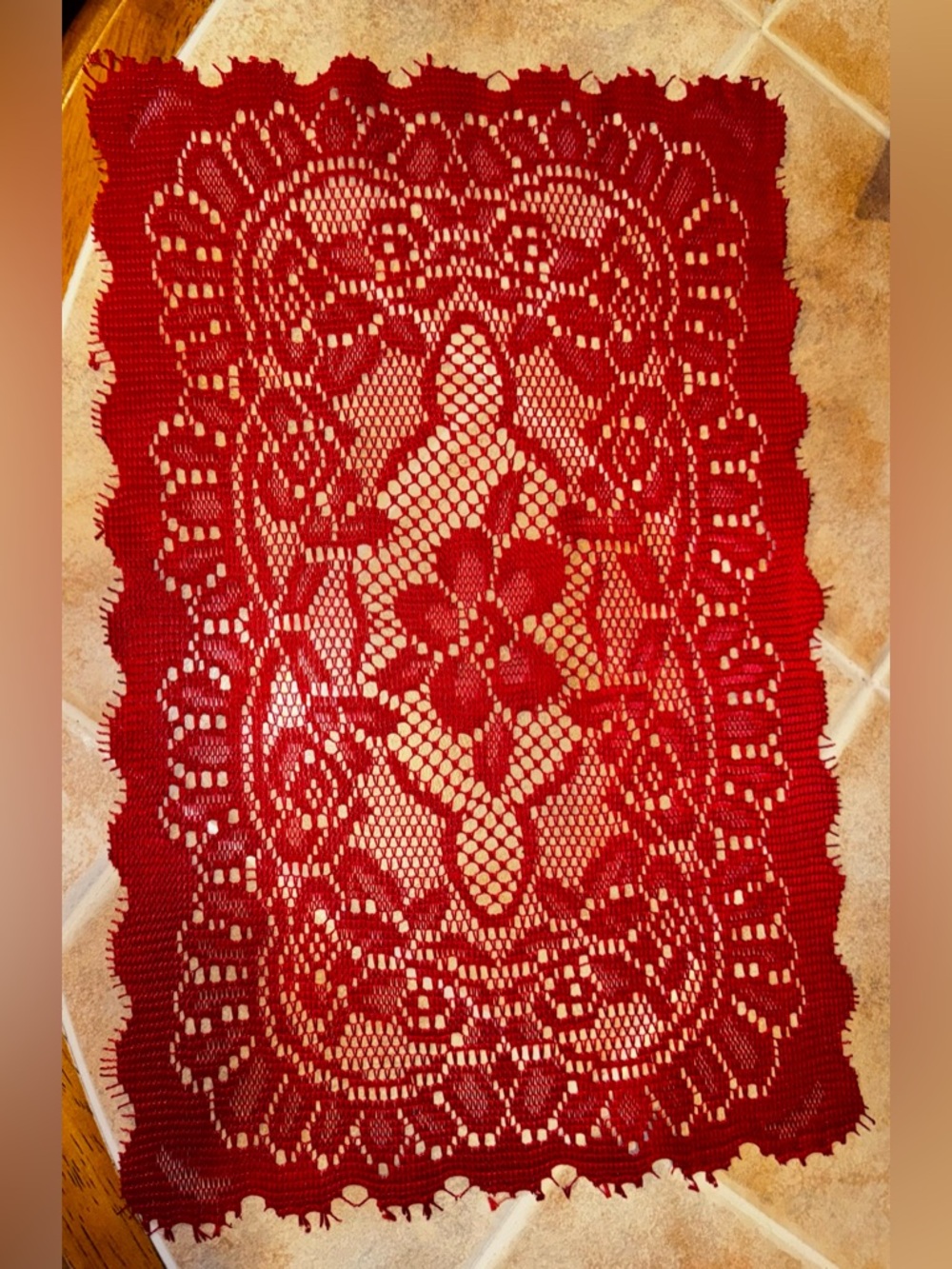 Vintage 4 Filet Crochet Red Doilies✨